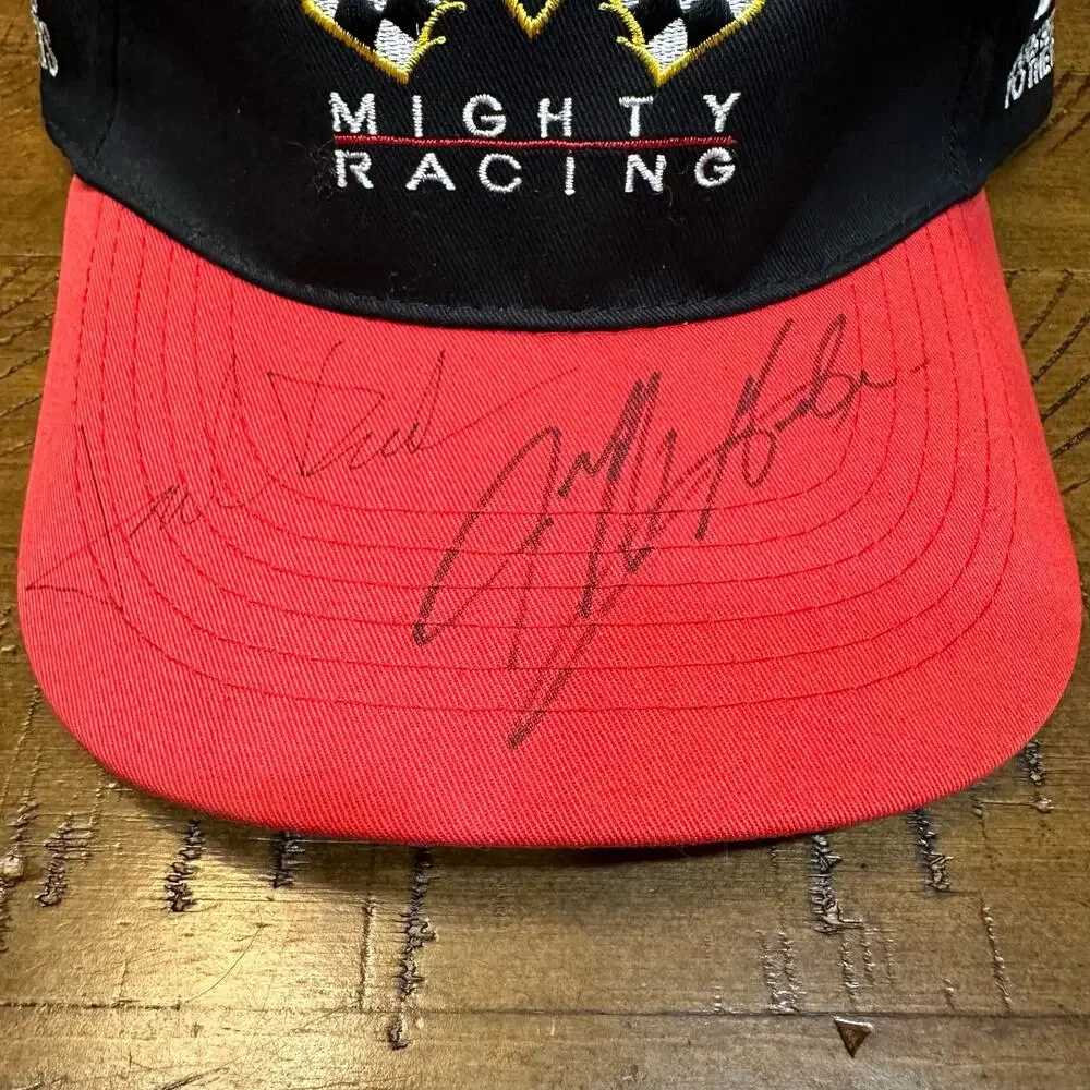 Vintage NASCAR Mighty Auto Parts Racing Autographed Snapback - Big Stitched Logo